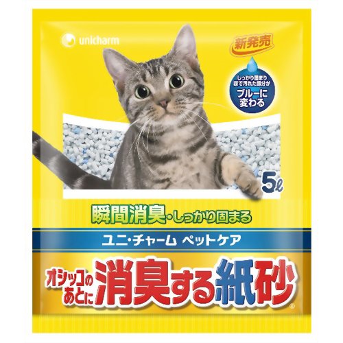 オシッコのあとに消臭する紙砂 5L［ユニチャームペットケア］