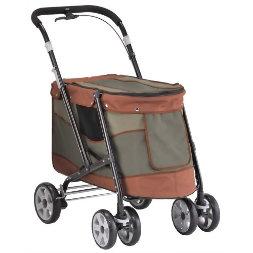 ペットバギーDECAプログレ オリーブハンドブレーキ・前後輪サスペンション付ペット用カート・バギー・キャリー 【SS10P02dec12】