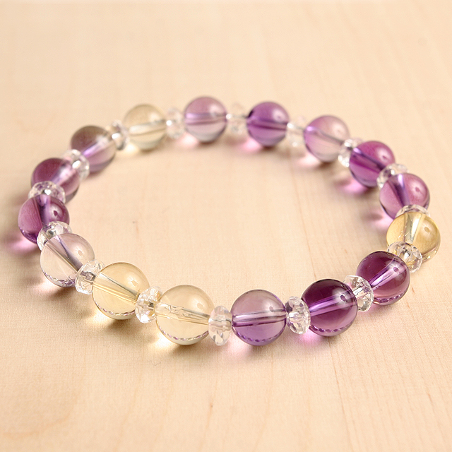 【パワーストーン　天然石　アクセサリー　デザイン　ジュエリー】金運&恋愛運-アメトリンのブレスレット
