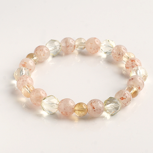 【パワーストーン　天然石　アクセサリー　デザイン　ジュエリー】才能開花サンストーンｘレモン水晶ｘシトリンのデザインブレスレット