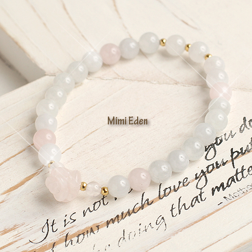 【パワーストーン　天然石　アクセサリー　デザイン　ジュエリー】Mimi Eden(ミミエデン）翡翠（ヒスイ）とローズクォーツのブレスレット