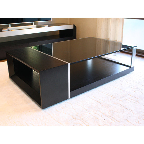 【送料無料】（インテリア　家具　デザイナーズ）　アッシュ材とガラスの質感が美しいモダンローテーブル／Ocelot＜代引きご利用不可＞＜配送時間帯は午前・午後（１７時まで）のみ＞ 【SS10P02dec12】