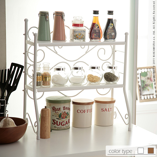 【送料無料】（インテリア　家具　デザイナーズ）　エレガントキッチンシリーズ curve〔クルワ〕スパイスラック2段＜代引きご利用不可＞＜配送時間帯は午前・午後（１７時まで）のみ＞