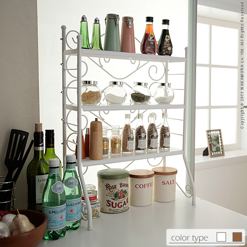 【送料無料】（インテリア　家具　デザイナーズ）　エレガントキッチンシリーズ curve〔クルワ〕スパイスラック3段＜代引きご利用不可＞＜配送時間帯は午前・午後（１７時まで）のみ＞