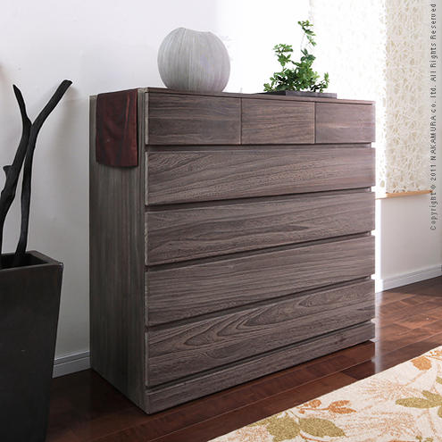 【送料無料】（インテリア　家具　デザイナーズ）　焼桐スクエアクローゼットチェスト AOI〔あおい〕幅98cm 5段＜代引きご利用不可＞＜配送時間帯「20時～21時」は指定できません＞