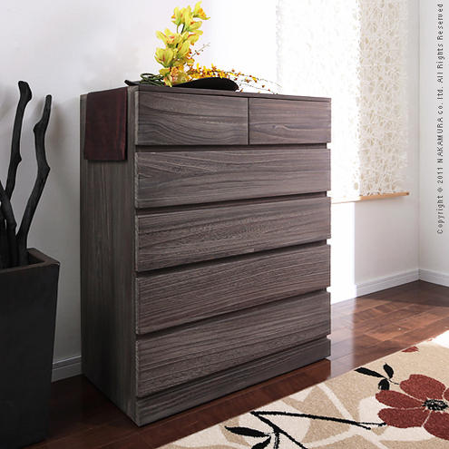 【送料無料】（インテリア　家具　デザイナーズ）　焼桐スクエアクローゼットチェスト AOI〔あおい〕幅75cm 5段＜代引きご利用不可＞＜配送時間帯「20時～21時」は指定できません＞