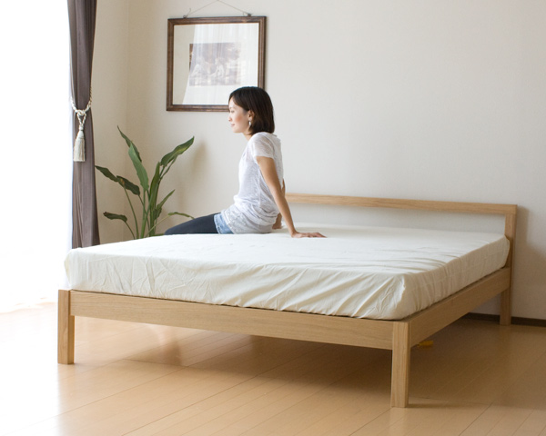 【送料無料】（インテリア　家具　デザイナーズ）　シンプルデザインタモ材ダブルベッド/MJ-bed ポケットコイルマットレス付き＜代引きご利用不可＞＜配送時間帯は午前・午後（１７時まで）のみ＞