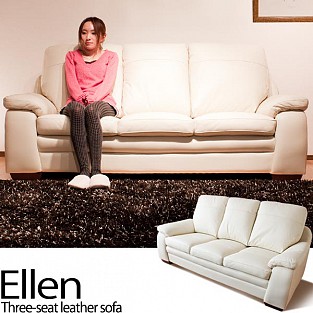 【送料無料】（インテリア　家具　デザイナーズ）【搬入設置サービス付き】 3人掛け本革ソファー/Ellen(エレン)＜代引きご利用不可＞＜配送時間帯は午前・午後（１７時まで）のみ＞ 【SS10P02dec12】