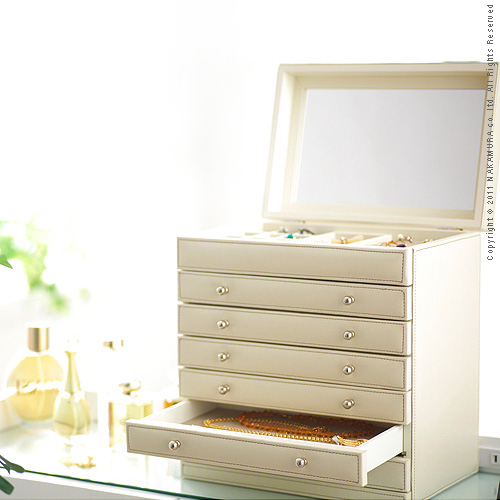 【送料無料】（インテリア　家具　デザイナーズ）　レザー調ジュエリーボックスBijou〔ビジュー〕 大＜代引きご利用不可＞＜配送時間帯は午前・午後（１７時まで）のみ＞