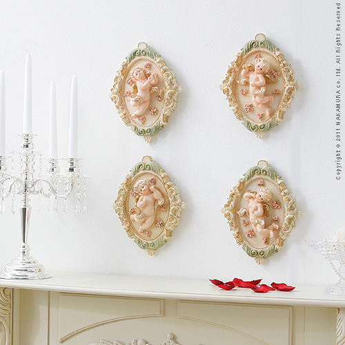 【送料無料】（インテリア　家具　デザイナーズ）　エンジェルシリーズ Ange〔アンジェ〕壁掛けモチーフ4個組＜代引きご利用不可＞＜配送時間帯は午前・午後（１７時まで）のみ＞