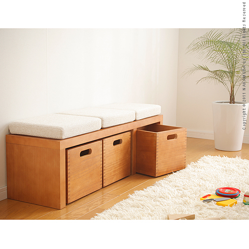【送料無料】（インテリア　家具　デザイナーズ）　クッション付ベンチチェスト CUBE〔キューブ〕 3BOX＜代引きご利用不可＞＜配送時間帯は午前・午後（１７時まで）のみ＞