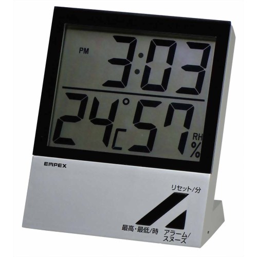 【熱中症　暑さ対策】熱中症計エンペックス デカデジスリム(温度・湿度・時計) TD-8136　【エンペックス気象計】