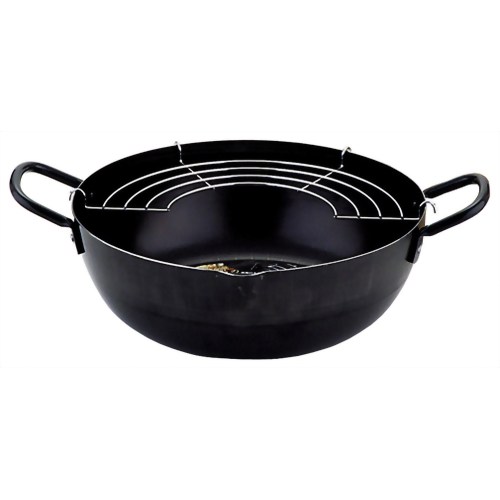 ヨシカワ 本職の鉄製打ち出し天ぷら鍋 24cm (アミ付) SH9160 【ヨシカワ】