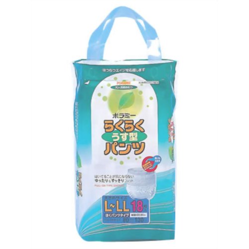 カワモト ポラミーラクラクうす型パンツL-LLサイズ 18枚入(大人用紙おむつ パンツ型)