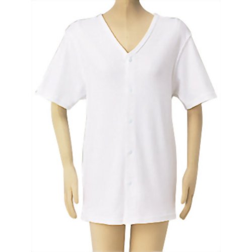 サンヘルパー 介護用肌着(前開き) 半袖 ホック式 L　【松本ナース産業】