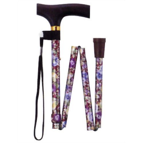 アルミ製高級折りたたみステッキ OT-805 赤花柄　【マキライフテック】