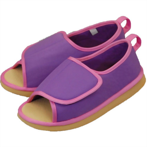 転倒予防シューズ つま先なし パープル【竹虎】リスクマネジメント【転倒対策用品】室内用介護シューズ