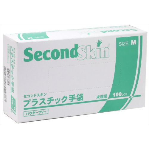 メディコム セコンドスキン プラスチック手袋 パウダーフリー Mサイズ 100枚 【A.R.メディコム・インク・アジア・リミテッド】