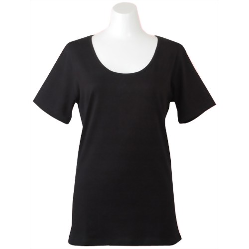 Deol(デオル) UネックTシャツ 女性用 ブラック LLサイズ 【エフールジャパン】