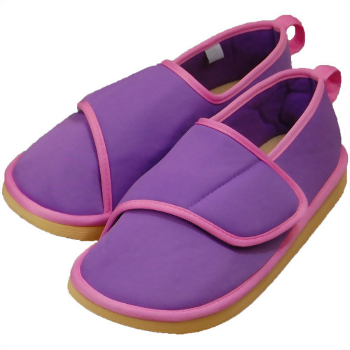 転倒予防シューズ つま先つき パープル【竹虎】リスクマネジメント【転倒対策用品】室内用介護シューズ