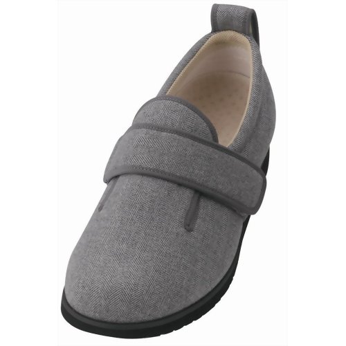 あゆみシューズ 施設・院内用 ダブルマジックII 男性用 ヘリンボン柄 グレー 1037 (左足用) LL 【徳武産業】