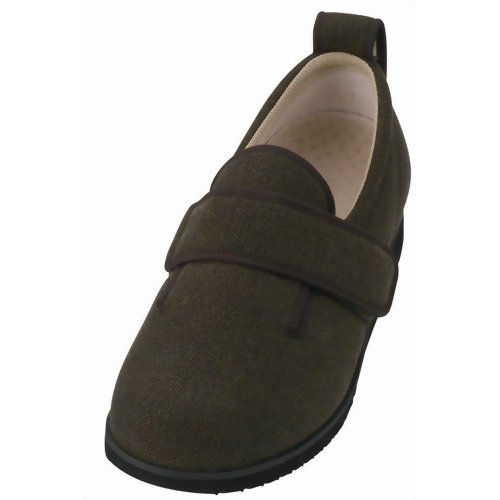 あゆみシューズ 施設・院内用 ダブルマジックII 男性用 ヘリンボン柄 茶 1037 (右足用) 3L 【徳武産業】