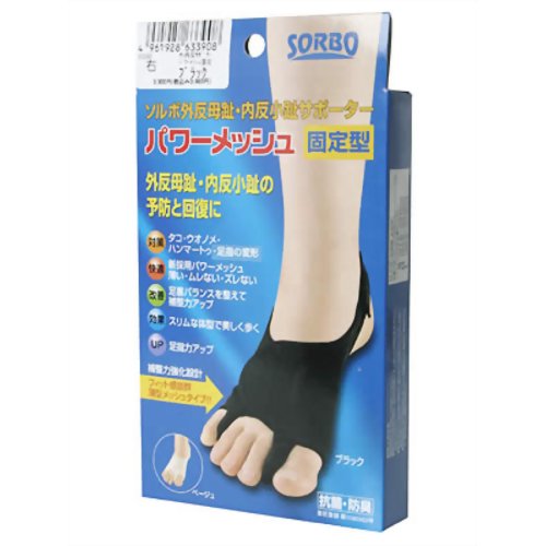 ソルボパワーメッシュ固定型 M右 ブラック 【三進興産 ソルボ事業部】