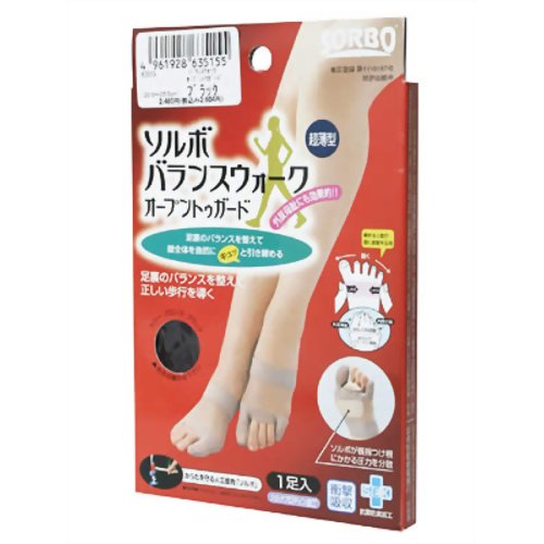 ソルボバランスウォーク オープントゥガード超薄型1足入 ブラック 【三進興産 ソルボ事業部】
