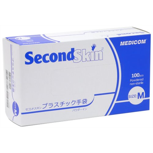 メディコム セコンドスキン プラスチック手袋 パウダーイン Mサイズ 100枚 【A.R.メディコム・インク・アジア・リミテッド】