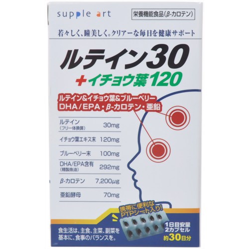 サプリアート ルテイン30+イチョウ葉120 60球 【サプリアート】