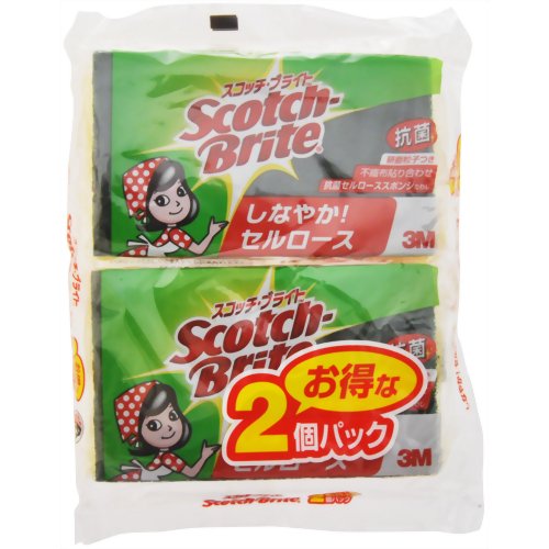 スコッチ・ブライト 抗菌セルローススポンジたわし 2個パック 【住友スリーエム】