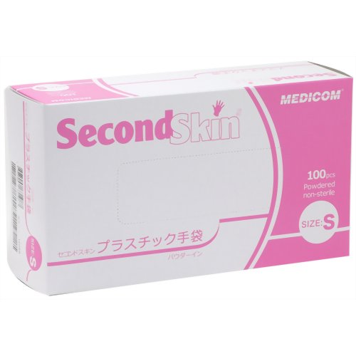 メディコム セコンドスキン プラスチック手袋 パウダーイン Sサイズ 100枚 【A.R.メディコム・インク・アジア・リミテッド】