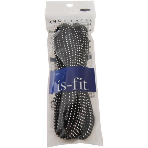 is-fit シューレース RH-3ラメ平 黒/銀 120cm　【モリト】