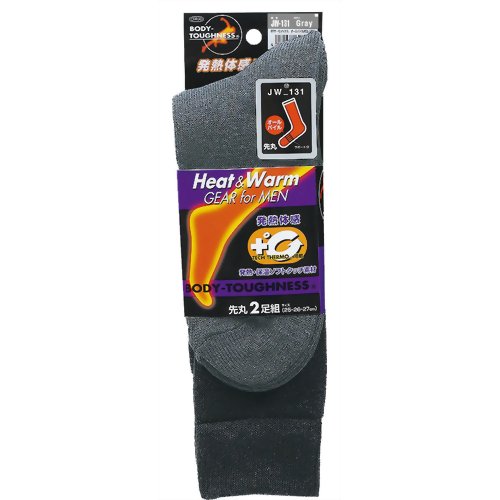 BODY TOUGHNESS サーモソックス オールパイル 先丸(2P) JW-131 グレー 【おたふく手袋】