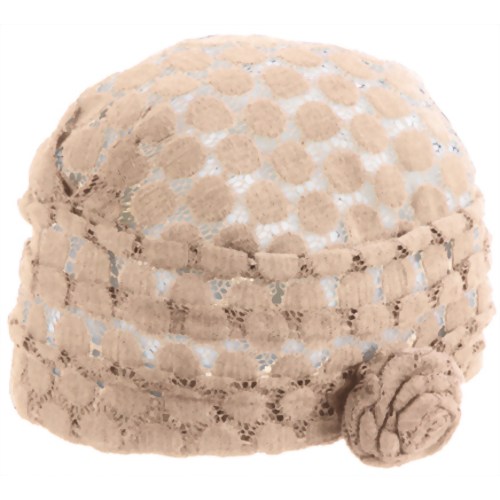 おしゃれコサージュ付きヘアキャップ ベージュ 【アルファックス】