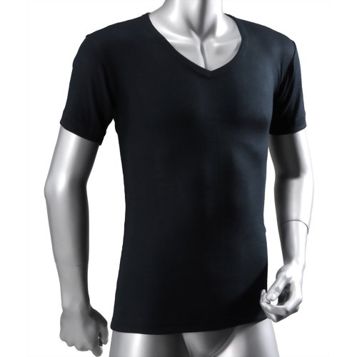 BODY TOUGHNESS サーモ アンダーシャツ 半袖Vネック JW-141 ブラックM 【おたふく手袋】