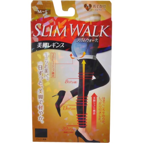 スリムウォーク 美脚レギンス ブラック M-L 【ピップ】