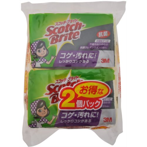 スコッチ・ブライト 抗菌ウレタンスポンジたわし ピンク 2個パック 【住友スリーエム】
