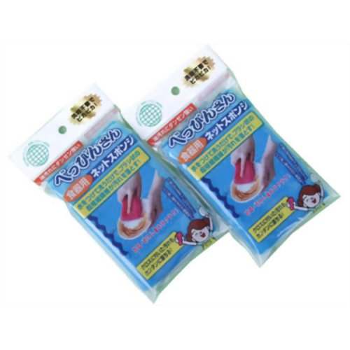 洗剤不要 水だけで汚れが落ちる 超極細繊維 べっぴんさん 食器用ネットスポンジ ブルー 2個セット 【モック】