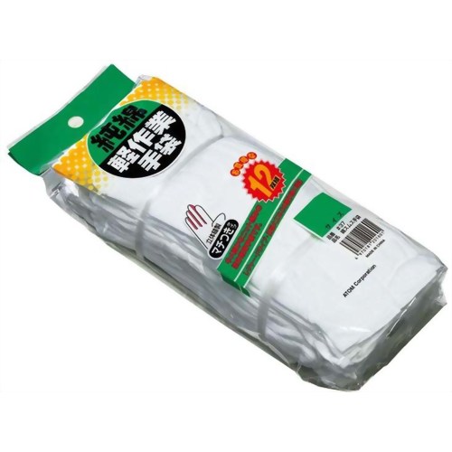 純綿 スムス軽作業手袋 マチ付 M (12組入) 【アトム】