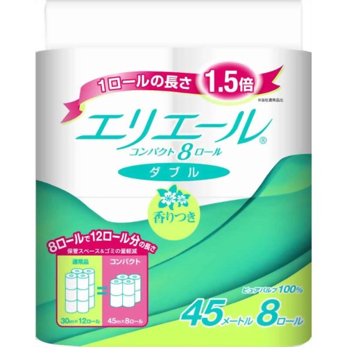 エリエール トイレットティッシューコンパクト 45m*8R(ダブル) 香りつき 【大王製紙】