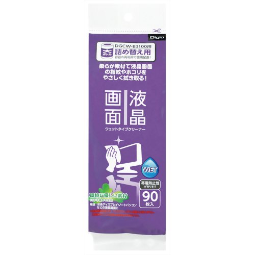 ナカバヤシ 液晶画面ウェットタイプクリーナー 詰替用 90枚入 DGCW-T3090　【ナカバヤシ】