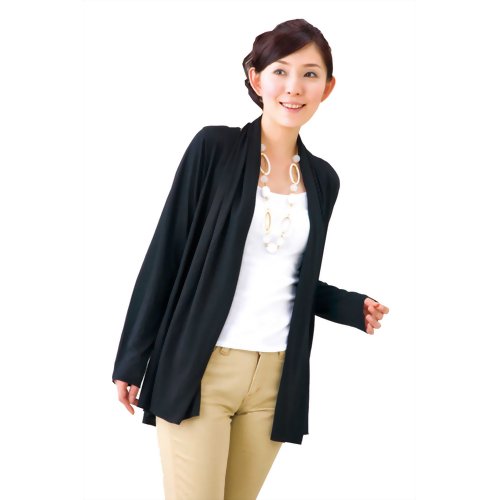 4WAY着回しカーディガン(ストール付き2点セット) ブラック M-L 【コモライフ】