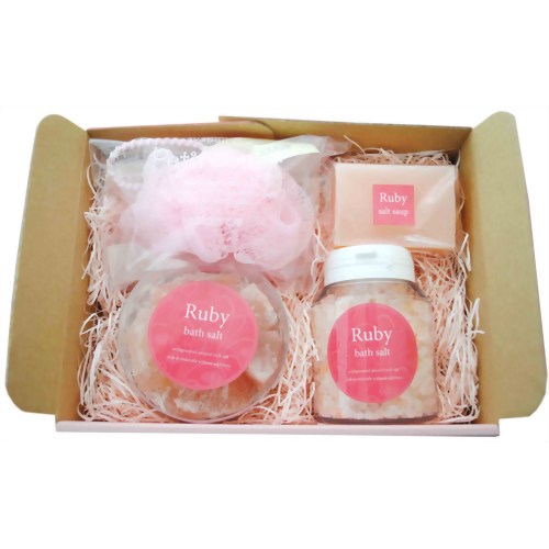 ［バスグッズ　風呂　入浴剤　岩塩　半身浴　ギフト　プレゼント　バスソルト］ルビーバスソルトセットB(入浴剤 岩塩)(入浴剤 バスソルト)
