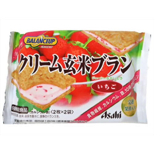 ［防災の日］【防災用品・防災グッズ】バランスアップ クリーム玄米ブラン いちご 2枚*2袋入 【アサヒフードアンドヘルスケア】