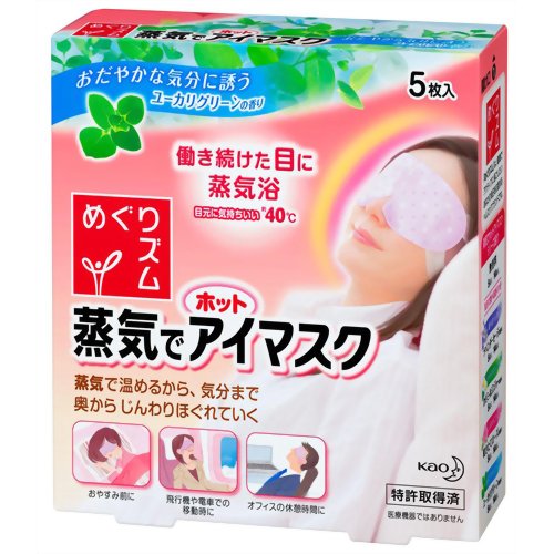 めぐりズム 蒸気でホットアイマスク ユーカリグリーン 5枚入【花王】