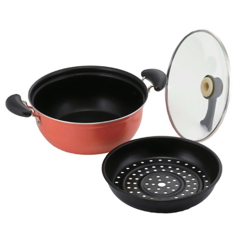 ニューDo!なべ 深型蒸し料理鍋 24cm ワインレッド DR-4780 【和平フレイズ】