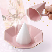 美しいピンクの磁器 (美濃焼)『八角錐の盛塩』が完成！ 大人気の八角盛塩（盛り塩） 恋勝盛塩セット