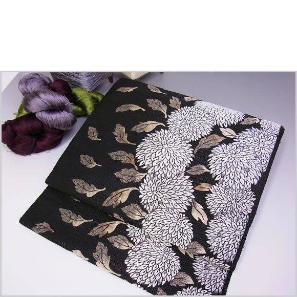 【織りたて納品】名古屋帯 西陣織 正絹 菊 菊花紋　カジュアルデザイン【辻梅機業店】
