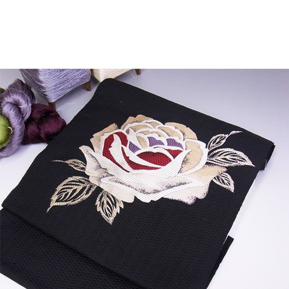 【織りたて納品】名古屋帯 西陣織 正絹 薔薇 カジュアルデザイン【辻梅機業店】